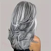 Silvery Gray Wig Long Layered Wavy Wigs