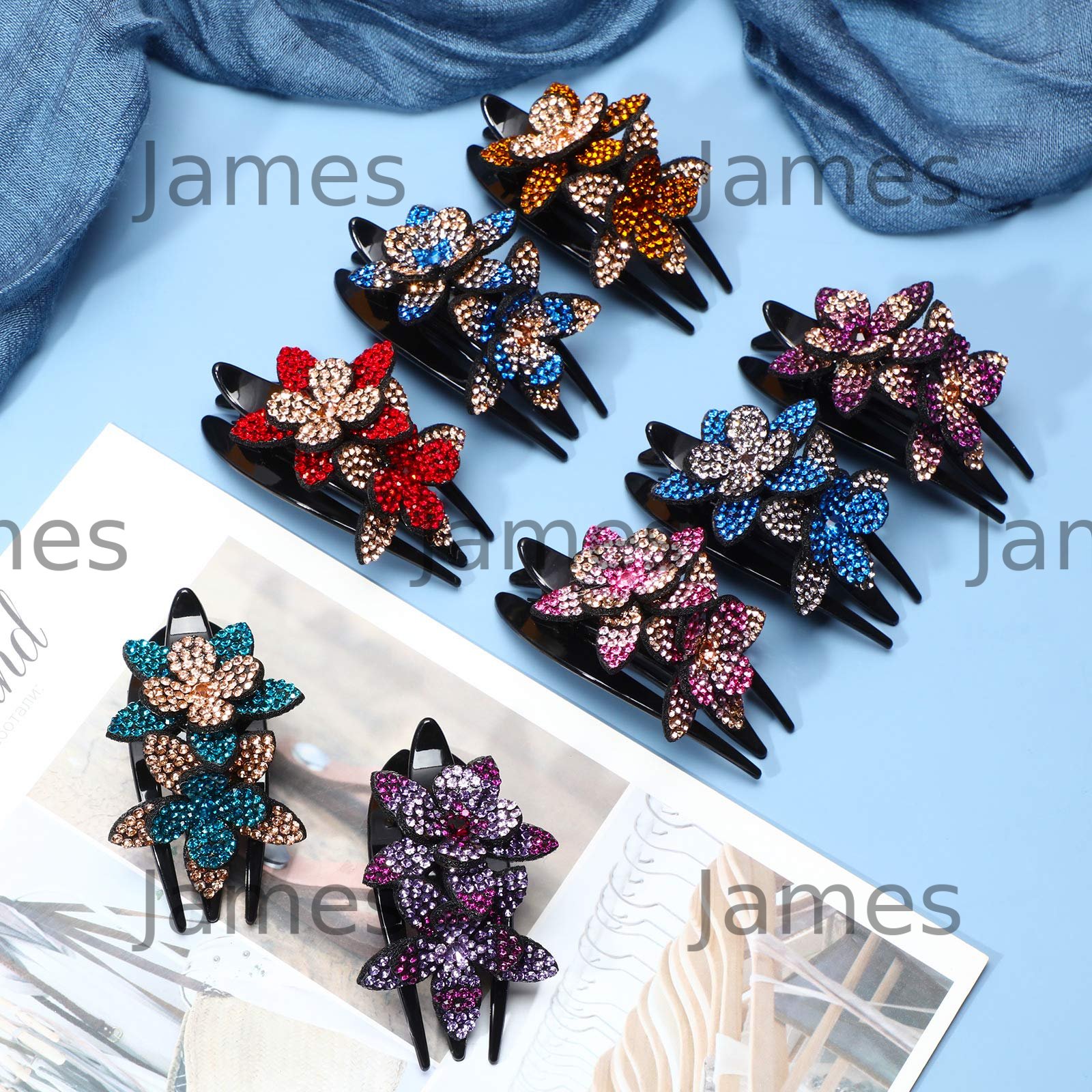 🔥Rhinestone Double Flower Hair Clip mysite James Yang