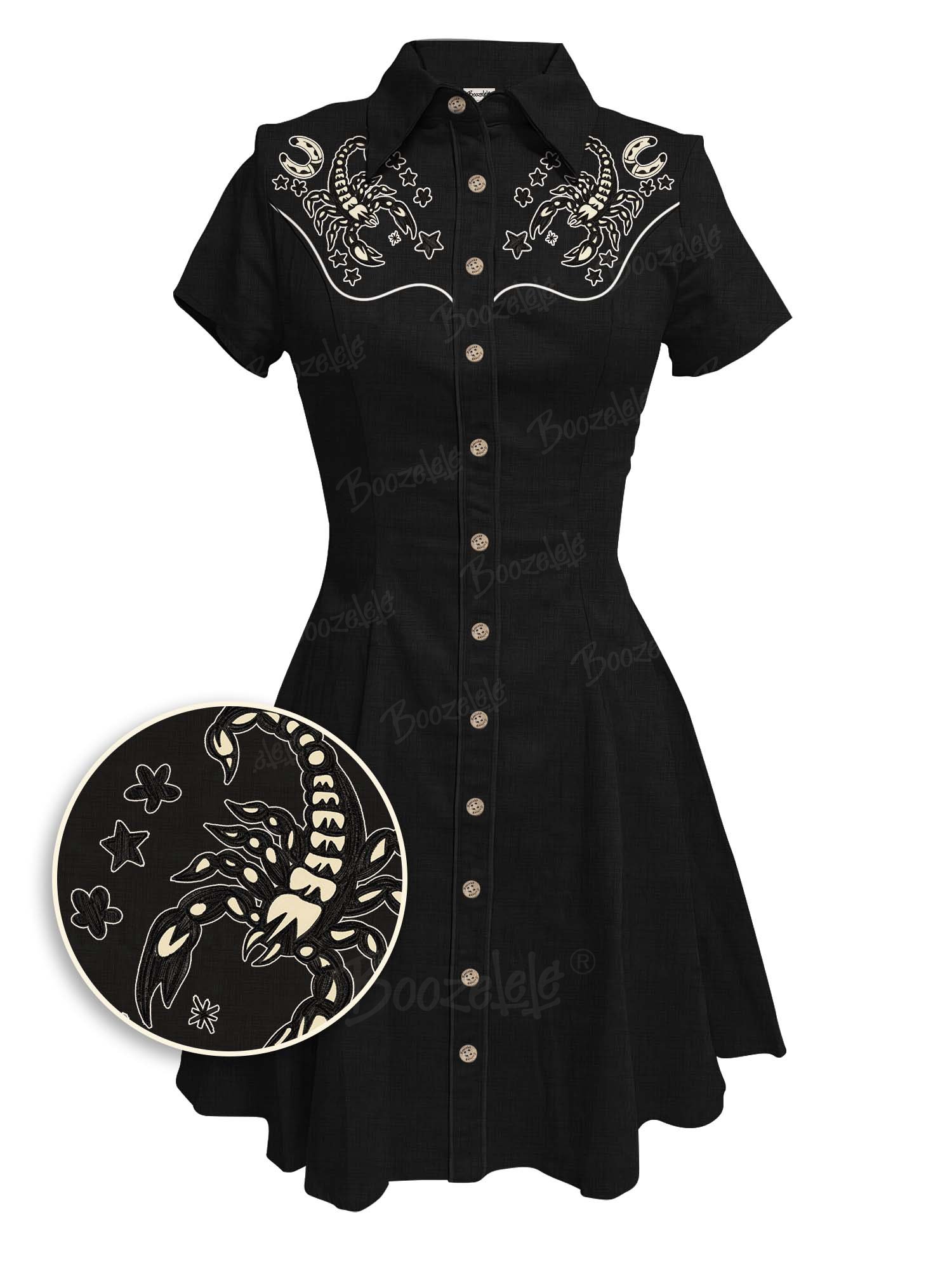 【Embroidery】Horseshoes And Scorpions  - 100% Cotton Dress