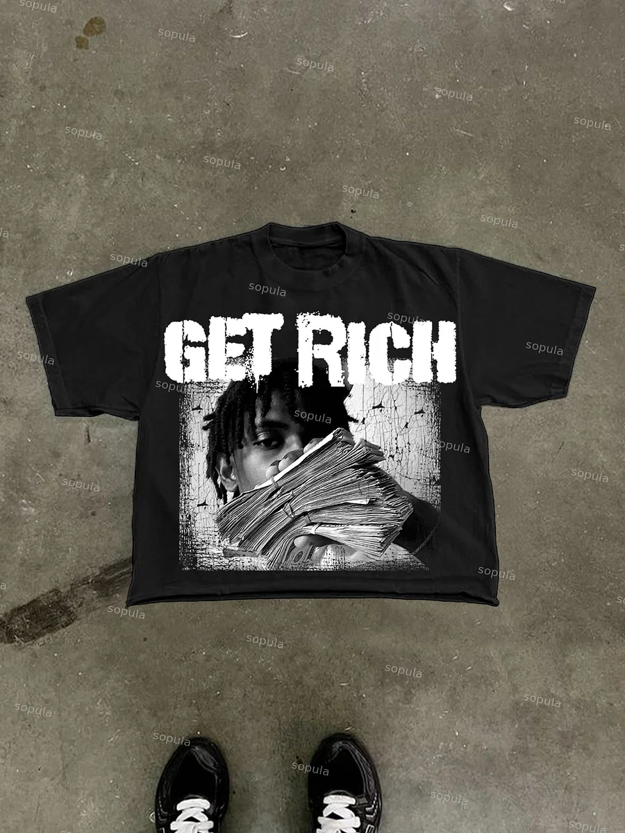 Get Rich Portrait Graphic Print Cropped T-shirt