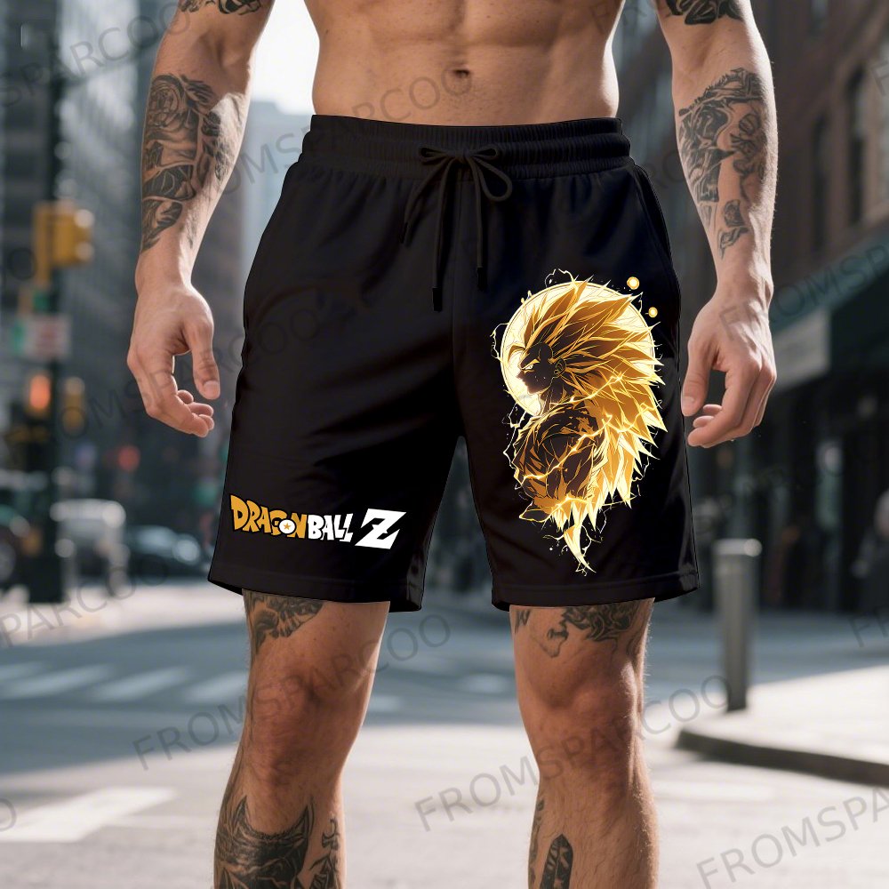 Men's Casual Cotton Dragon Ball Anime Printed Shorts
