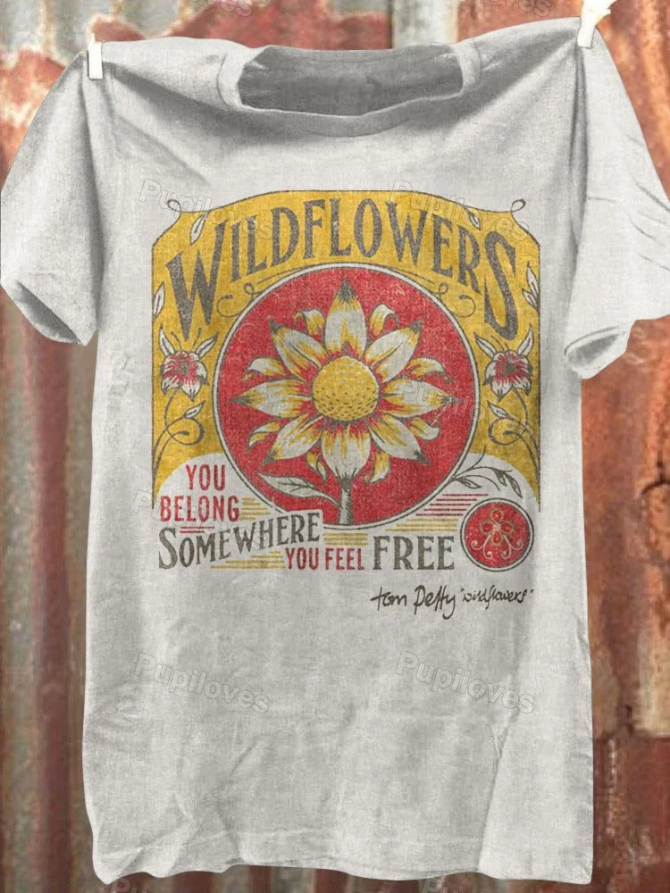 Pupiloves Pupiloves Tom Petty Wildflowers Natural T-shirt
