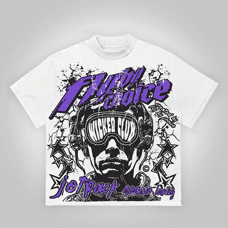Sopula Fly By Choice Death In Purple Graphic Cotton T-Shirt