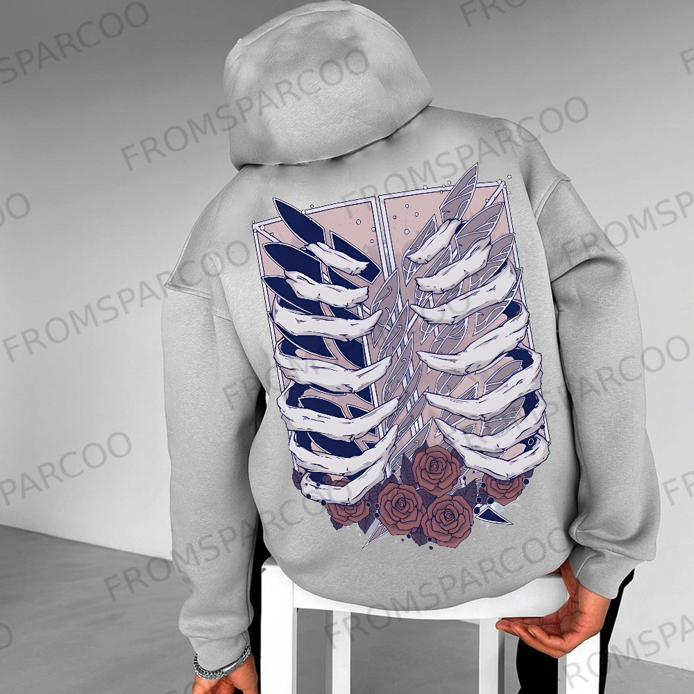 Unisex Oversized Attack on Titan Anime Print Hoodie