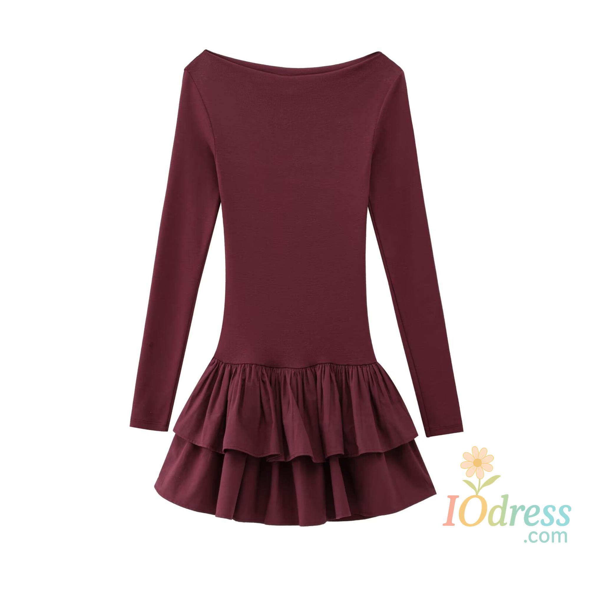 IO Dress TRAF 2025 Fashion Women Solid Tierred Mini Dresses New Elegant O-neck Long Sleeve Slim Ruffles Party Dress Summer Streetwear