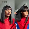 New Glueless Short Bob Wig With Bangs Straight Hair Wigs