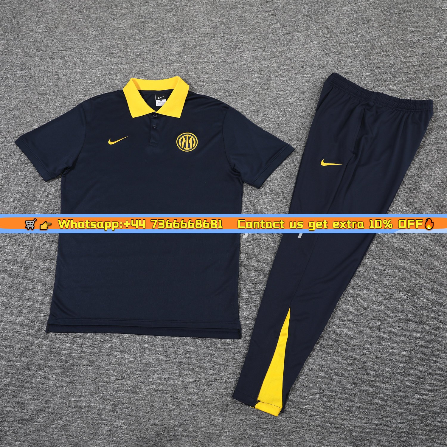 Inter Milan 25-26 POLO Short-Sleeve Training Set - Black Top and Pants