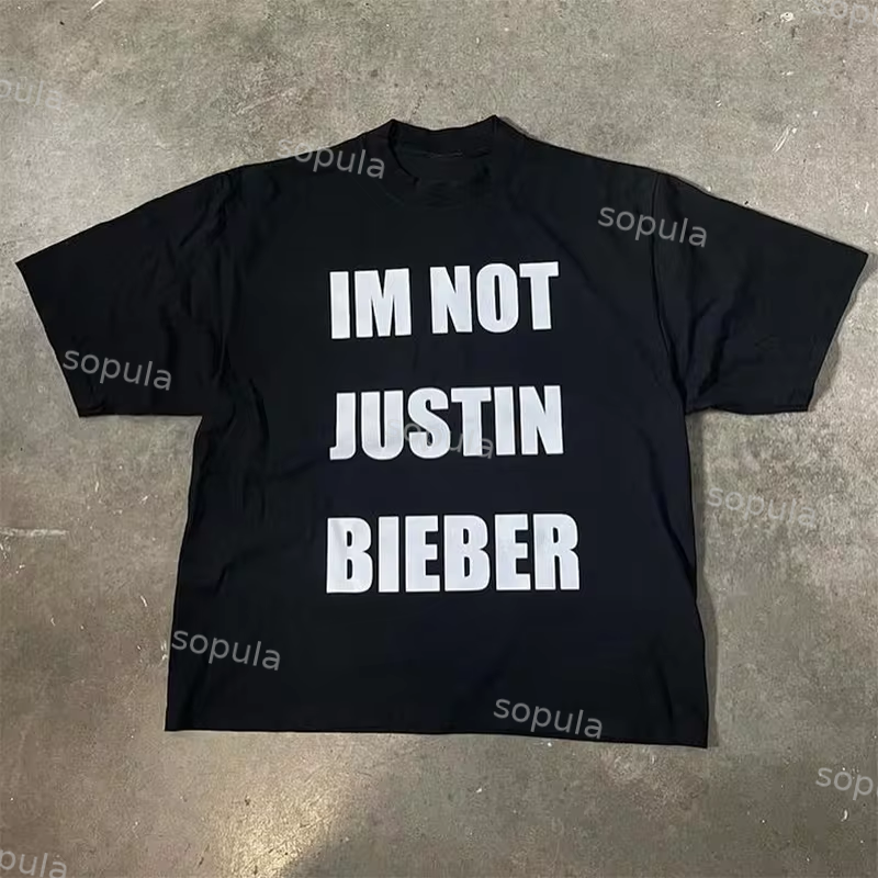 Sopula Vintage Im Not Justin Graphic 100% Cotton Short Sleeve T-Shirt