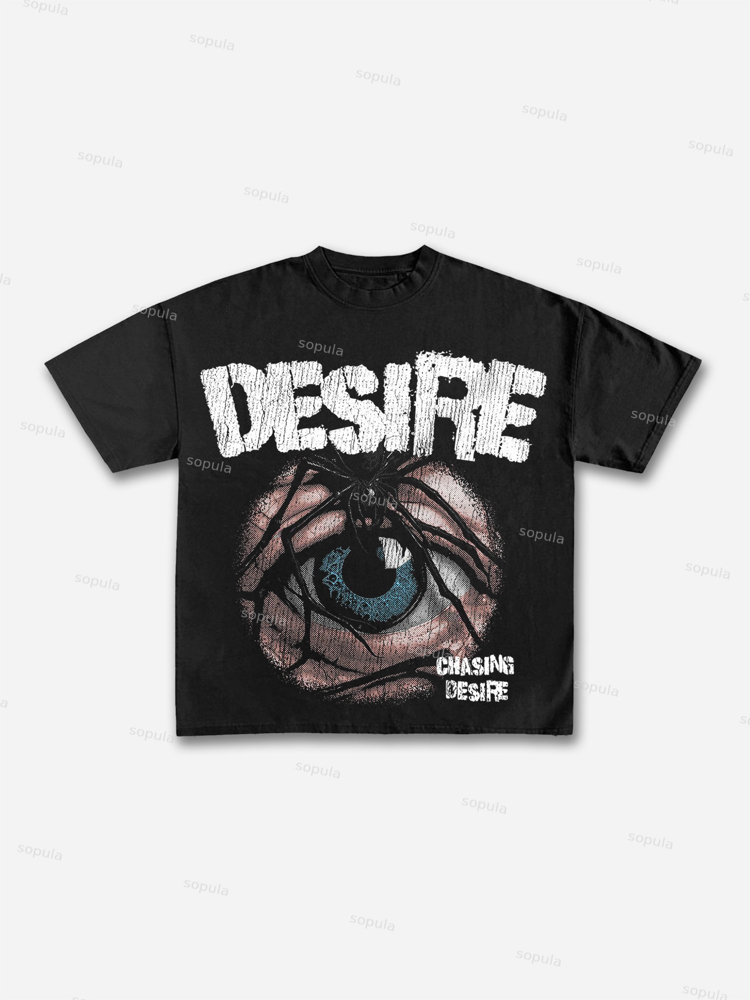 Spider Covering Eyes Print Cotton T-shirt