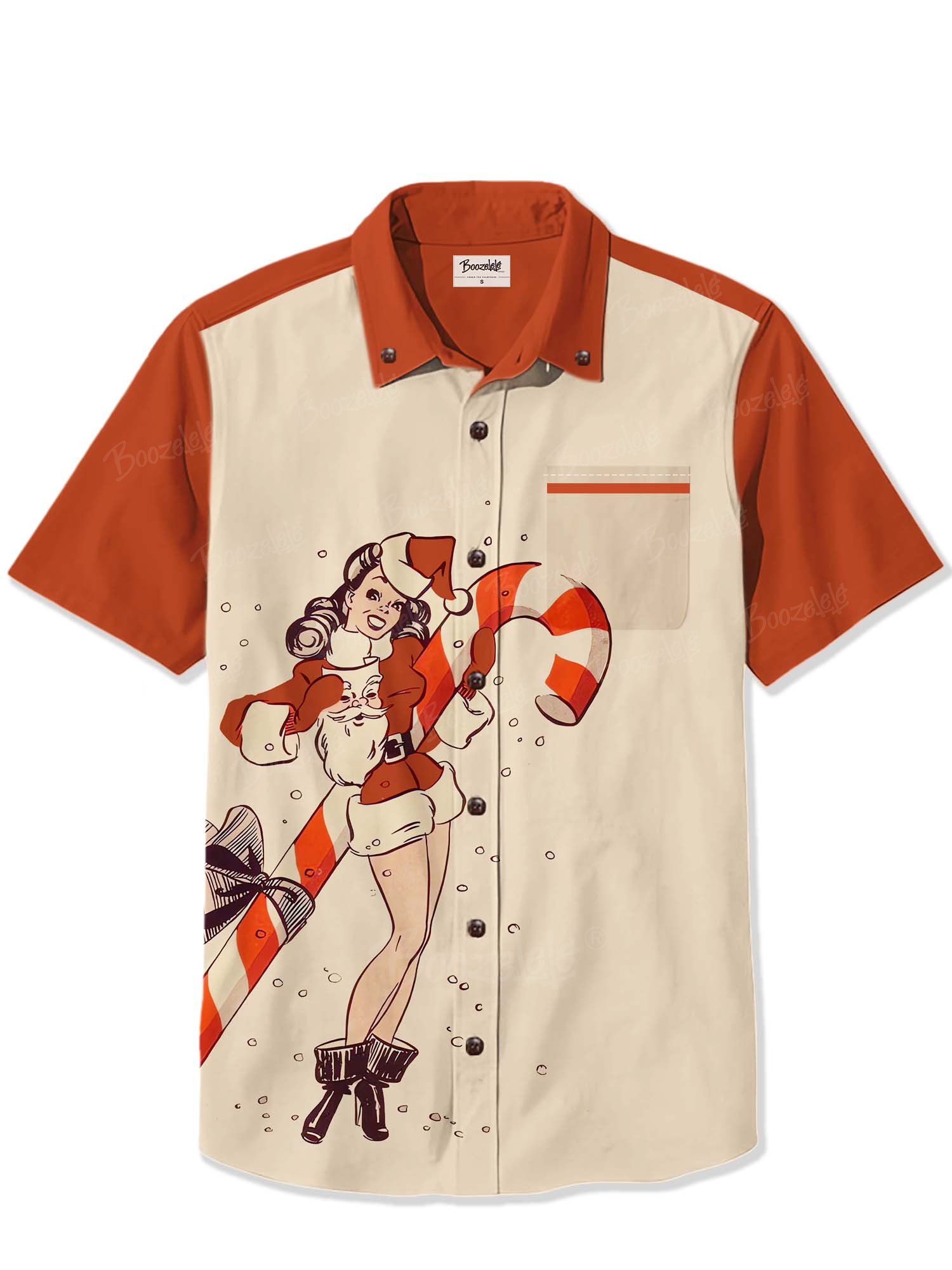 Pin-Up Girl With Candy Canes At Christmas - 100% Cotton Shirt