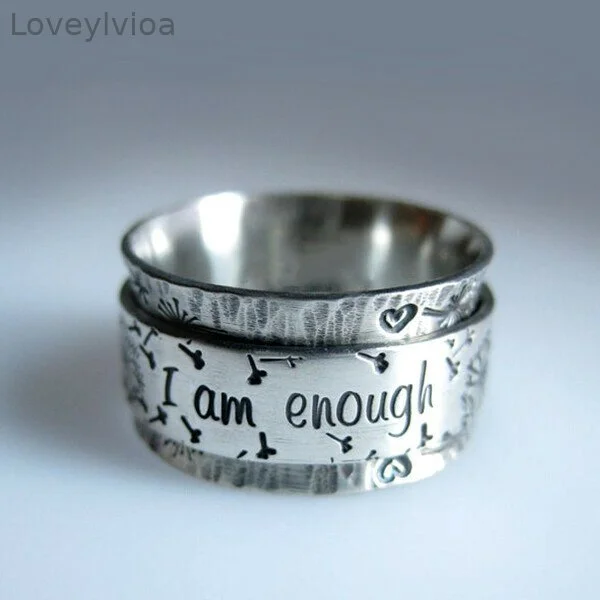 🔥  🔥''I Am Enough'' Silver Meditation Dandelion Ring✨