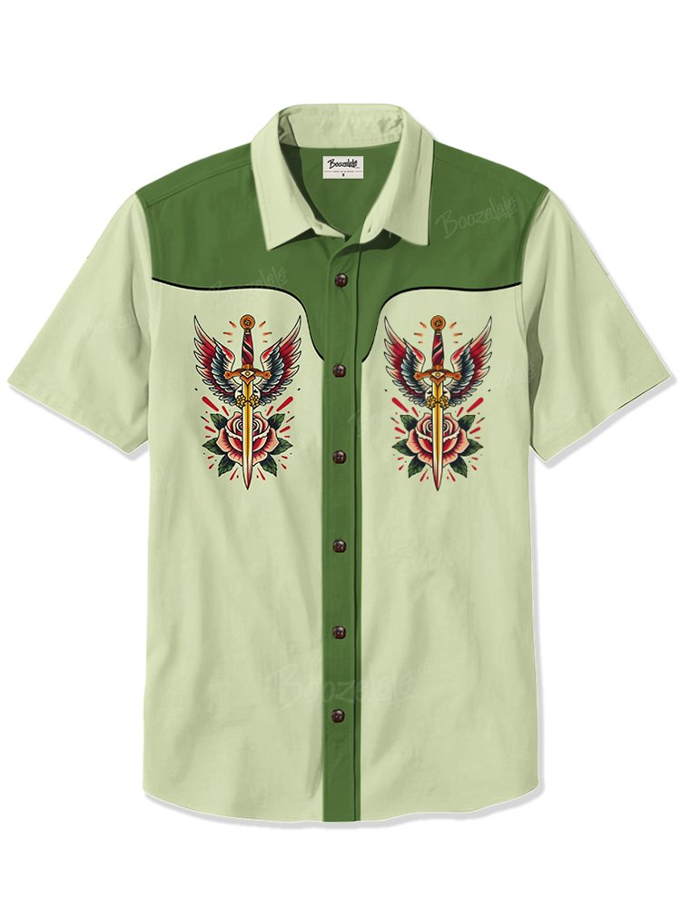 Retro tattoo rose and sword - 100% Cotton Shirt