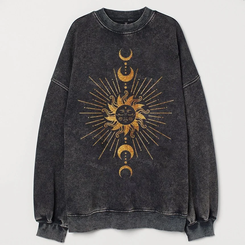 Eagerlys Boho Vintage Moon Sun Vintage Sweatshirt Eagerlys