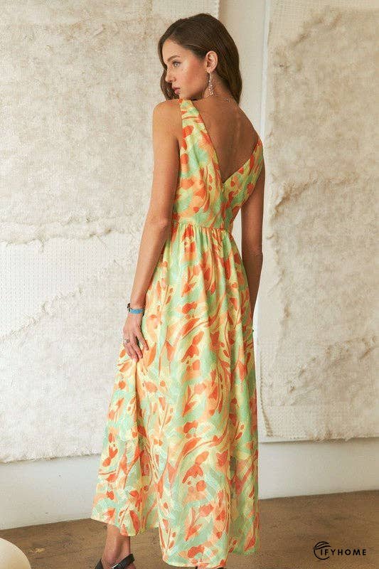 ADORA Abstract Floral V-Neck Maxi Dress | IFYHOME
