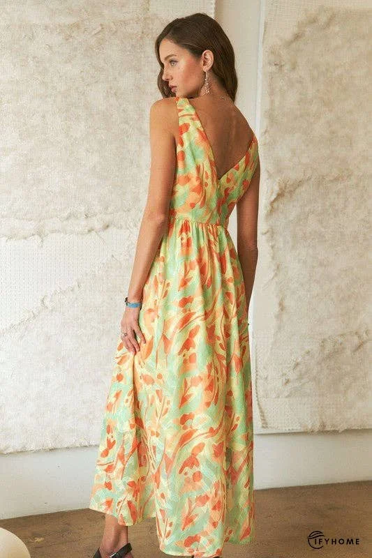 ADORA Abstract Floral V-Neck Maxi Dress | IFYHOME