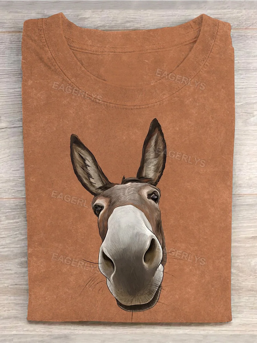 Eagerlys Cute Donkey Face T-shirt Eagerlys