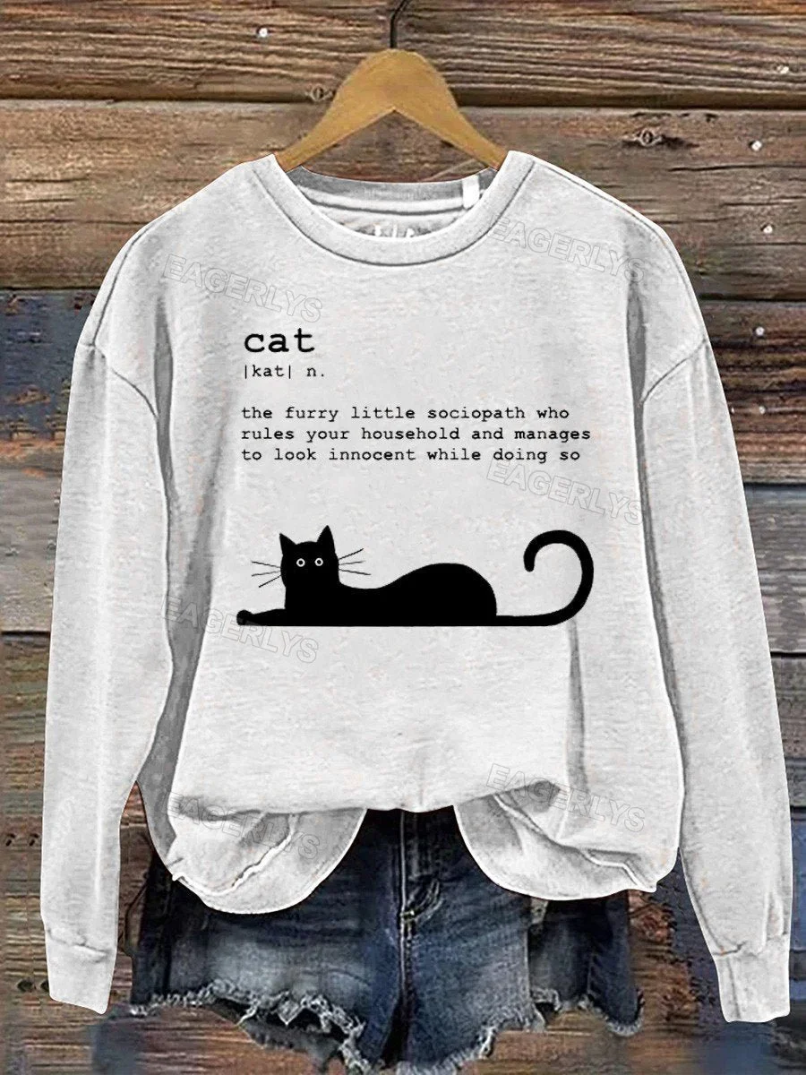 Eagerlys Cat  Art Print  Casual  Sweatshirt Eagerlys