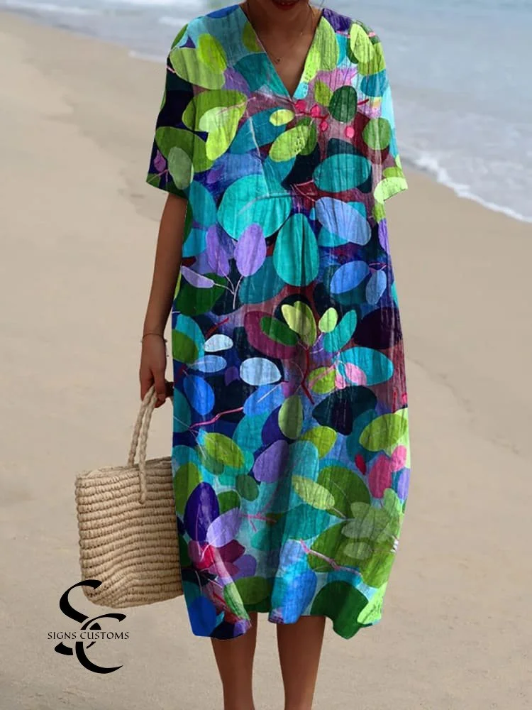 Women's Summer Dress with a Forest Art Print