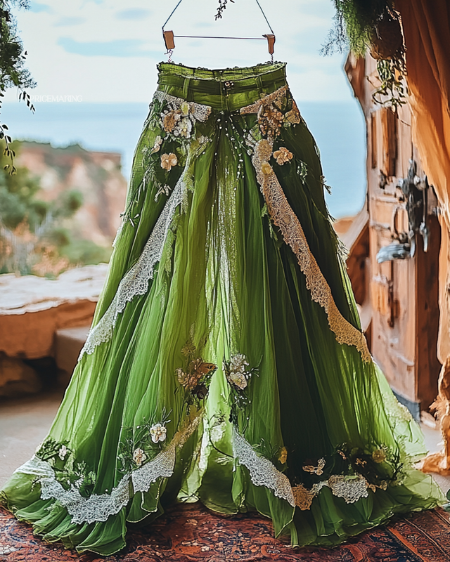 Summer Vacation Ruffle  Lace Patchwork Skirt ccdb e131