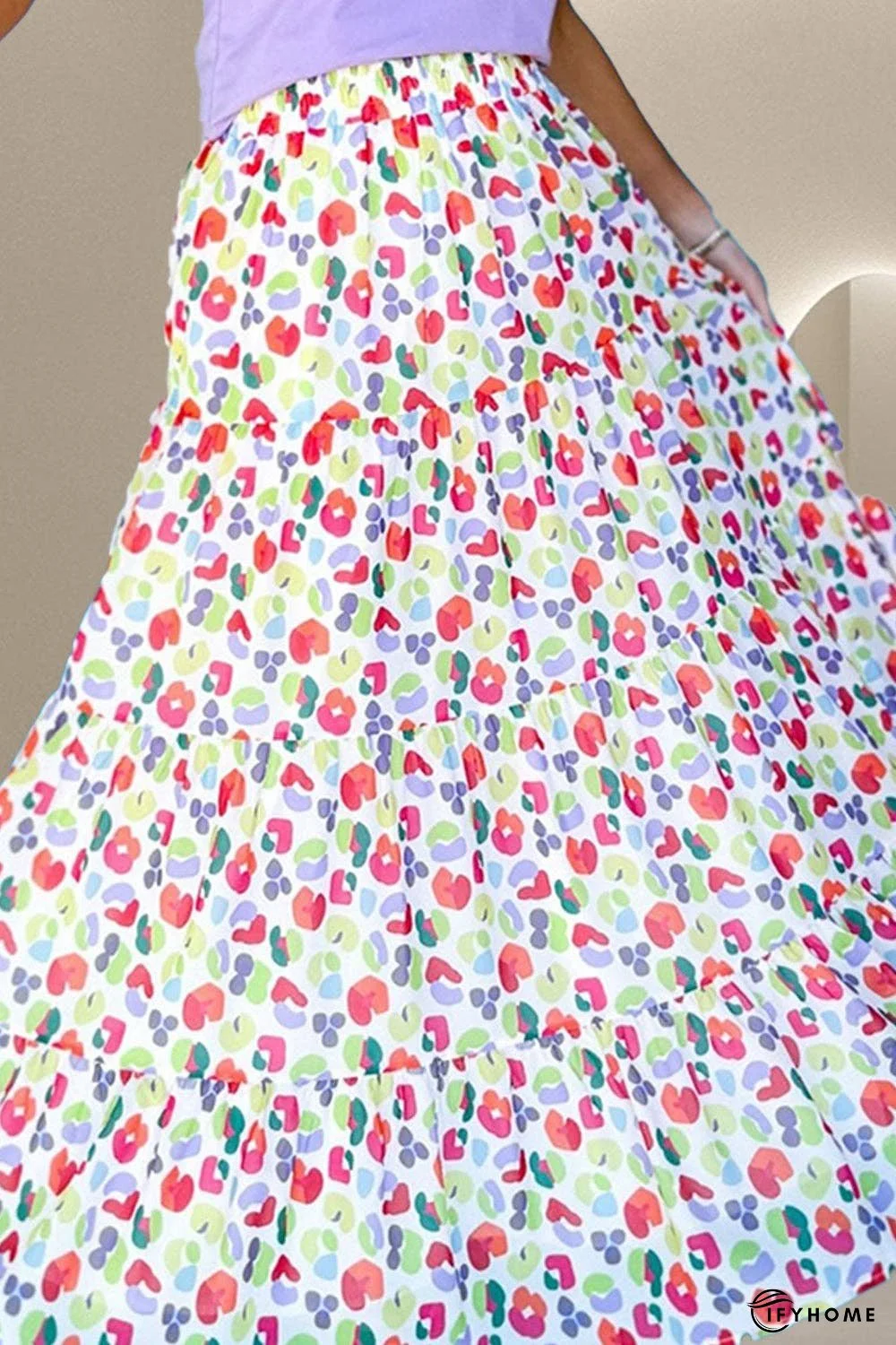 Printed Elastic Waist Skirt | IFYHOME