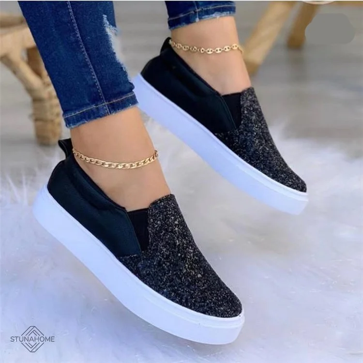 Stunahome Sequin Thick Sole Loafers  Stunahome.com