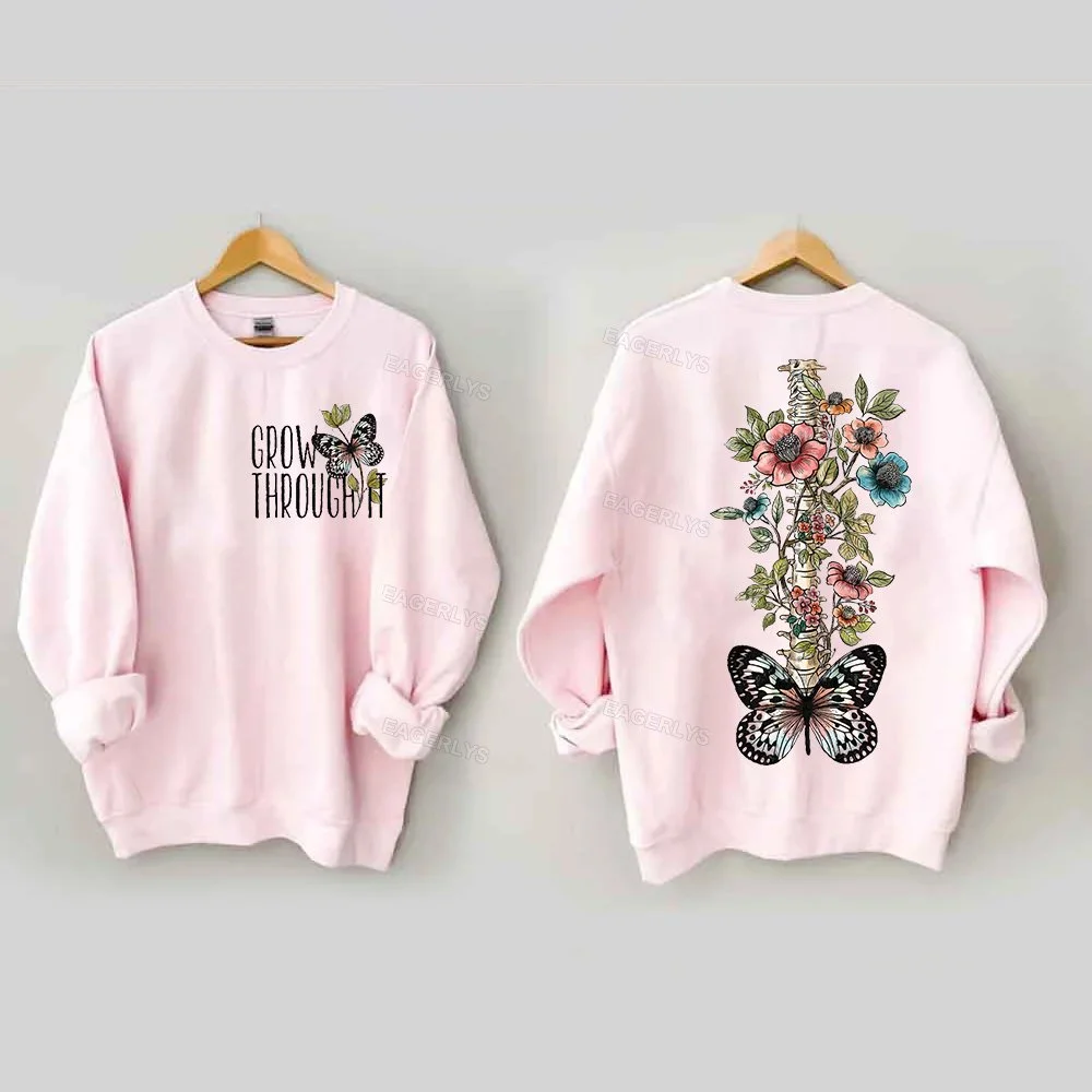 Eagerlys Grow Through It Butterfly Sweatshirt Eagerlys