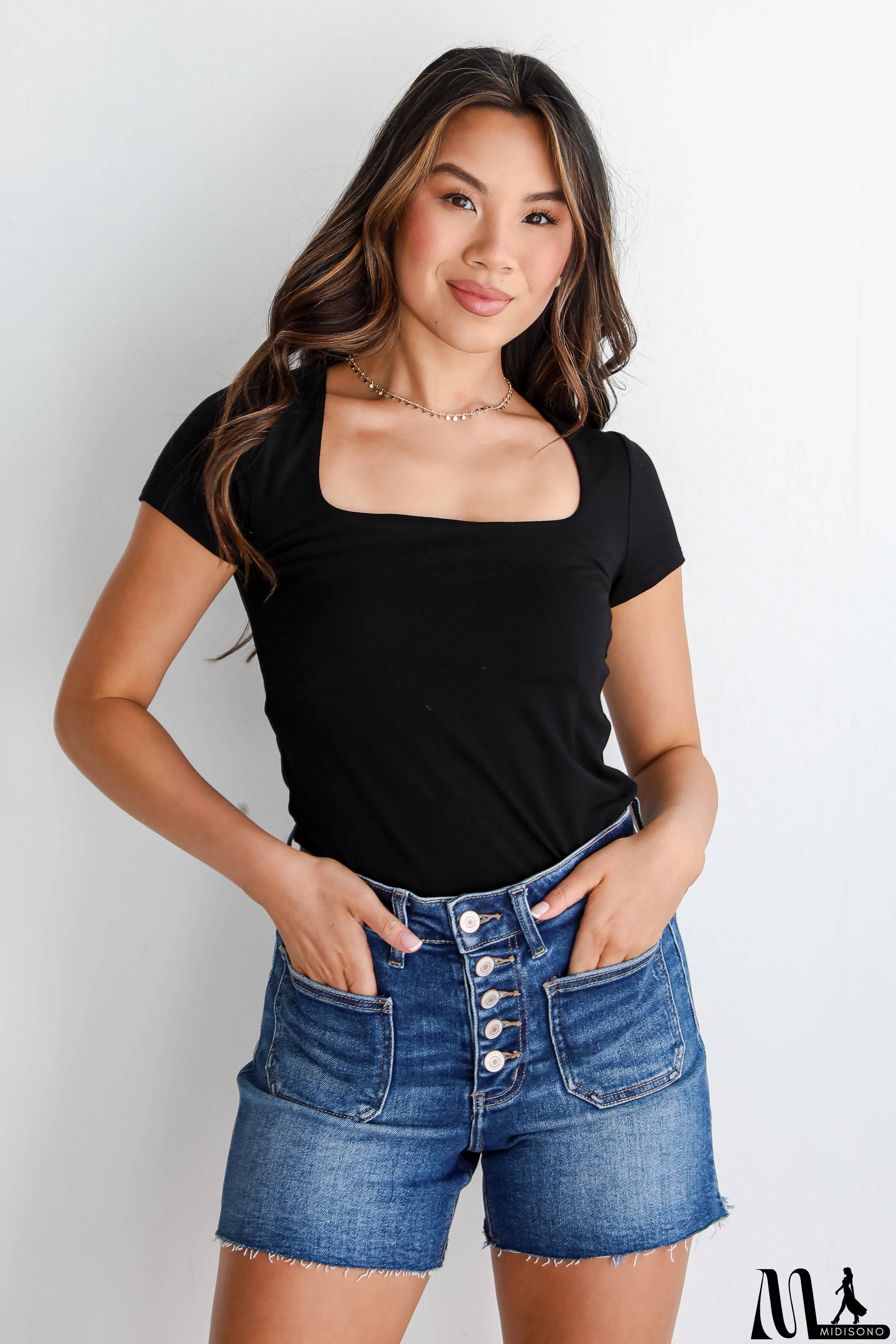 FINAL SALE - Cassidy Dark Wash Denim Shorts