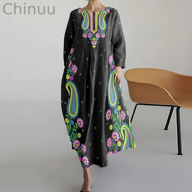 Stylish Ethnic Floral Women's Dress