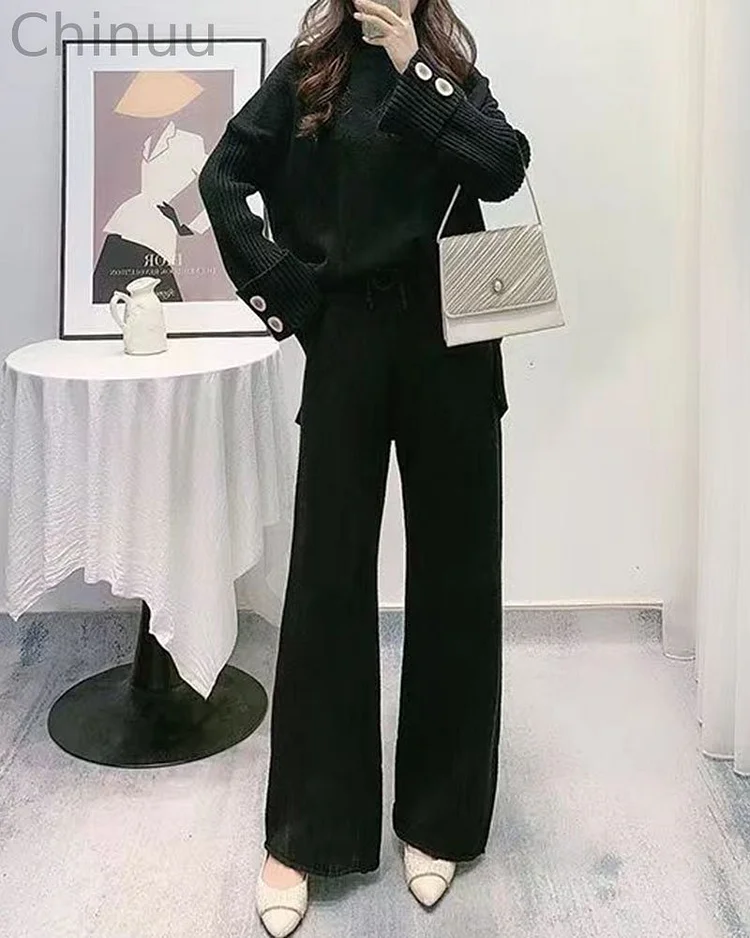 Knit Button Loose Two-Piece Set
