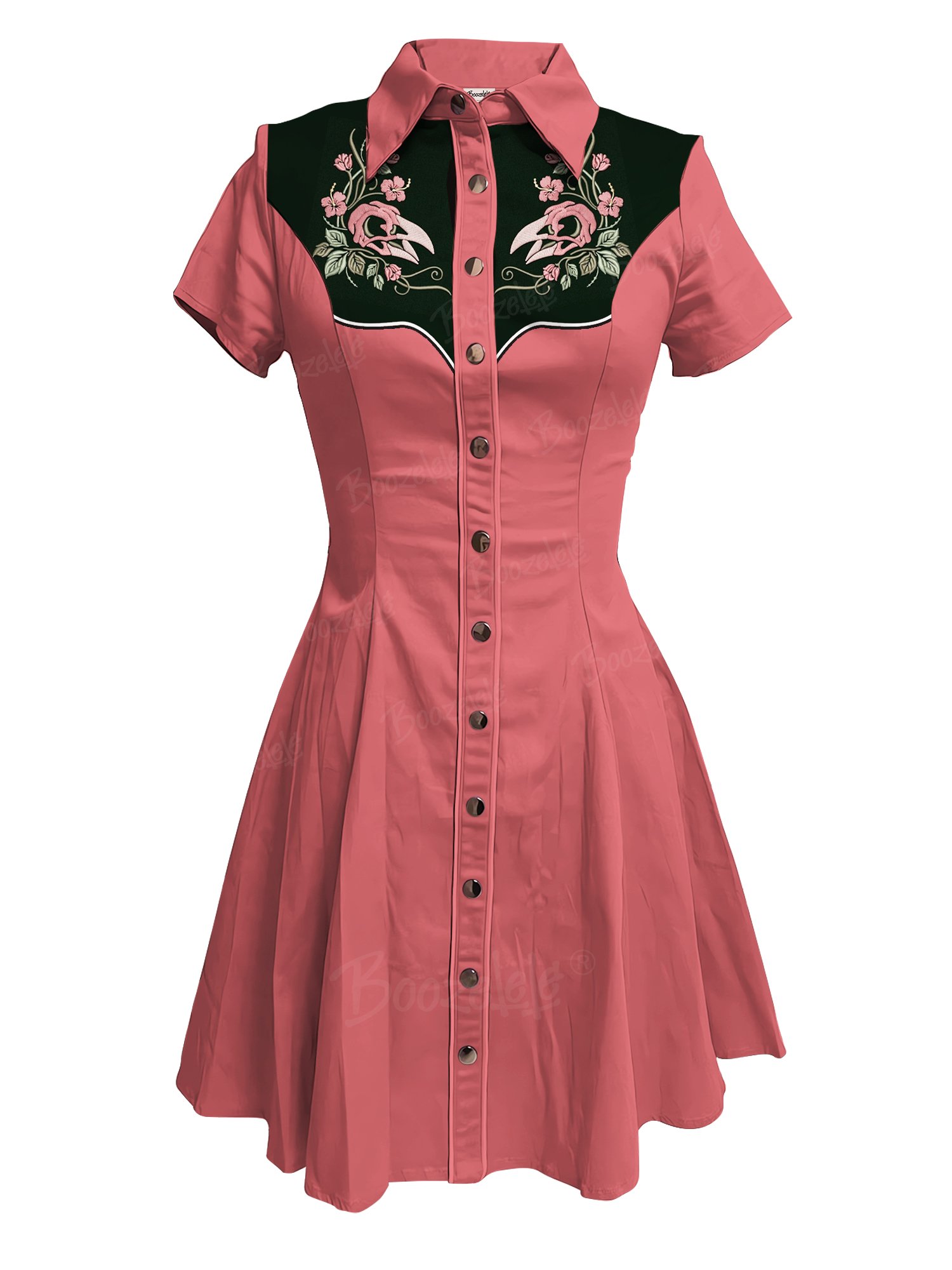 Pink Floral Gothic Bird Skull- 100% Cotton Dress