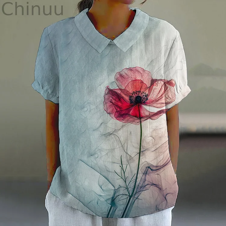 Casual Lotus Gradient Pattern Women'S Top
