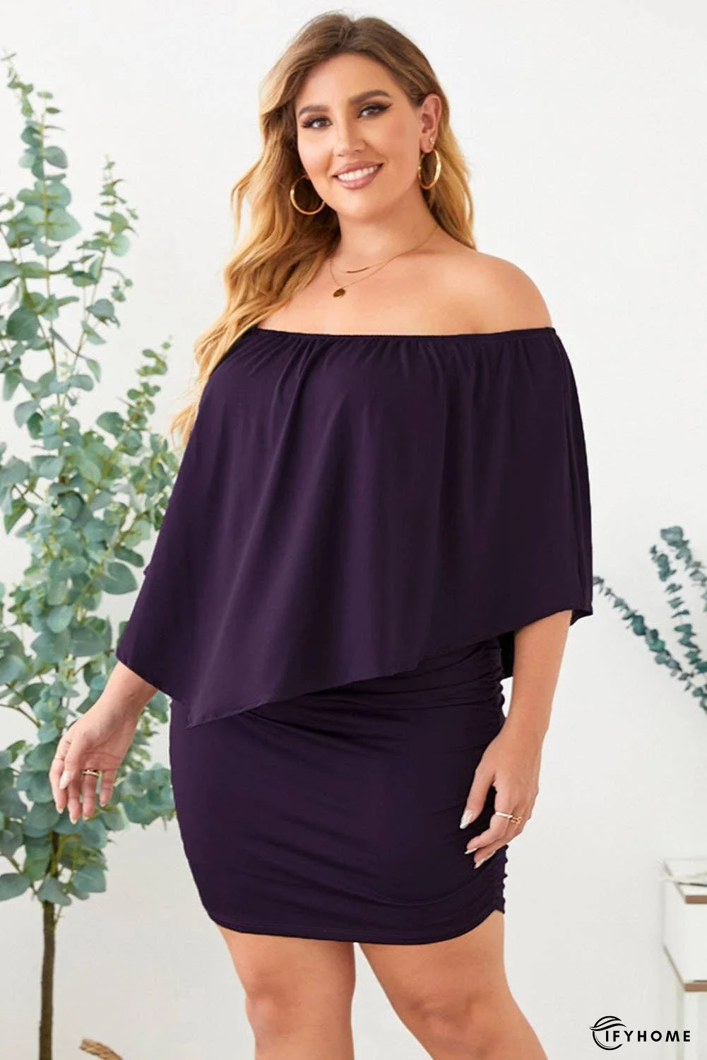 Full Size Off-Shoulder Half Sleeve Dress | IFYHOME