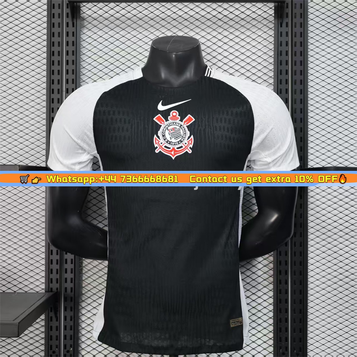 Corinthians 25-26 Black Away Jersey - Player Version