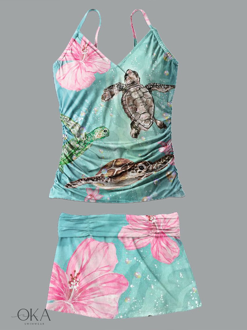 Resort Turtle Print Swimsuit And Apron