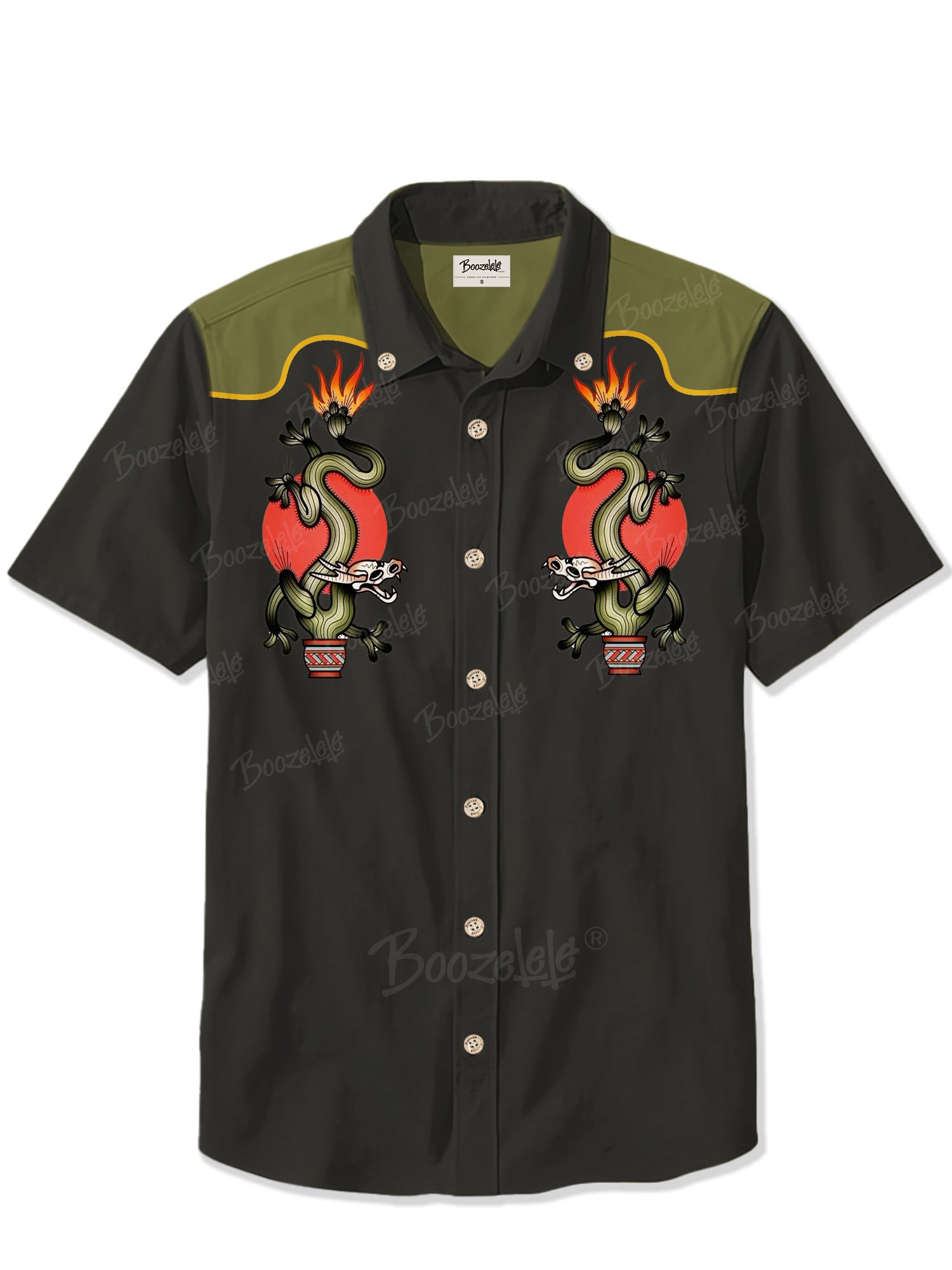 Cactus Dragon Traditional Old School Tattoo - 100% Cotton Shirt
