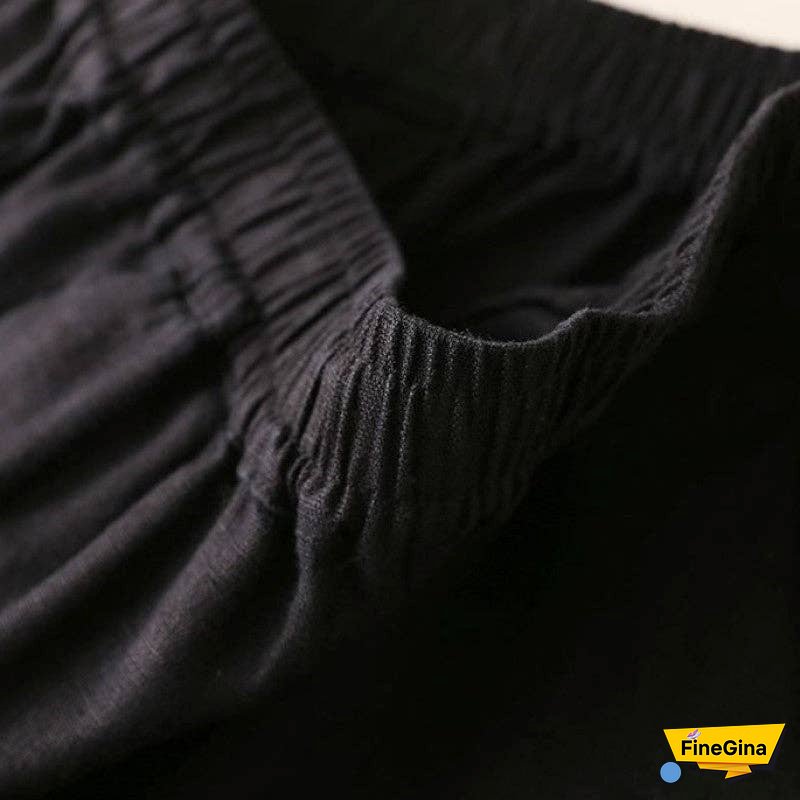 Cotton & Linen Wide-Leg, High-Waisted Straight-Leg & Cropped Casual Pants