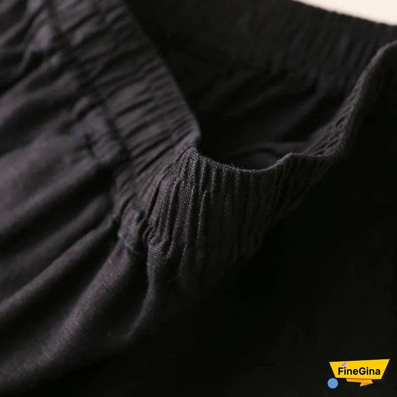 Cotton & Linen Wide-Leg, High-Waisted Straight-Leg & Cropped Casual Pants