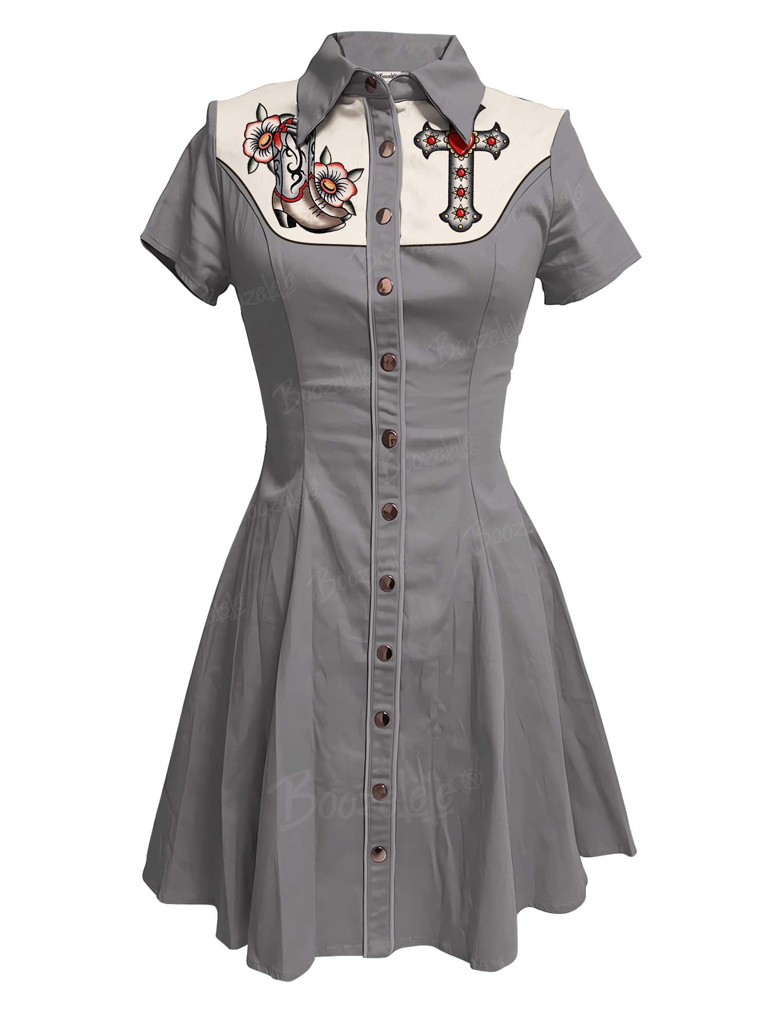 West Cowboy Boot And Crossesd - 100% Cotton Shirt