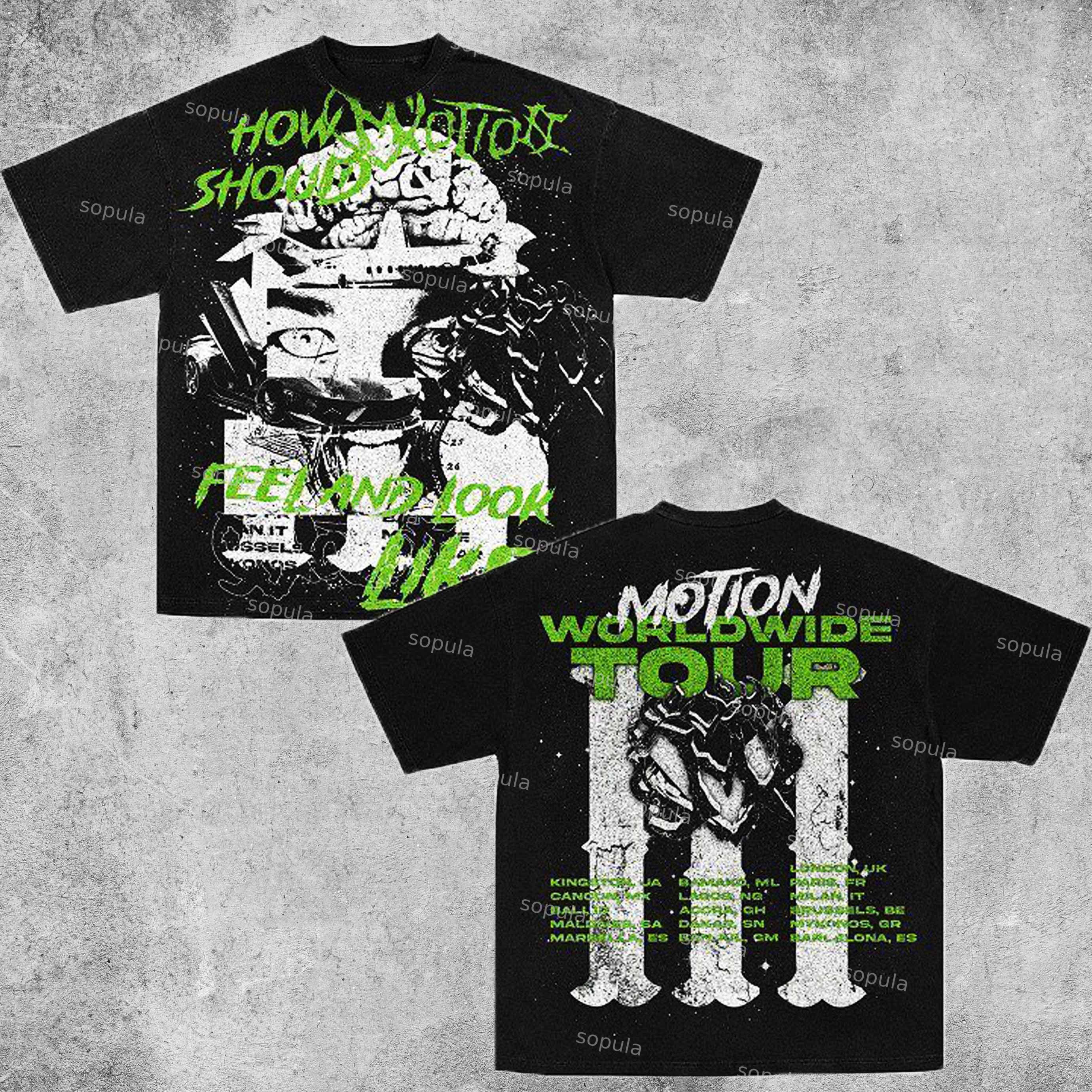 Vintage Motion World Tour Graphic Cotton T-Shirt