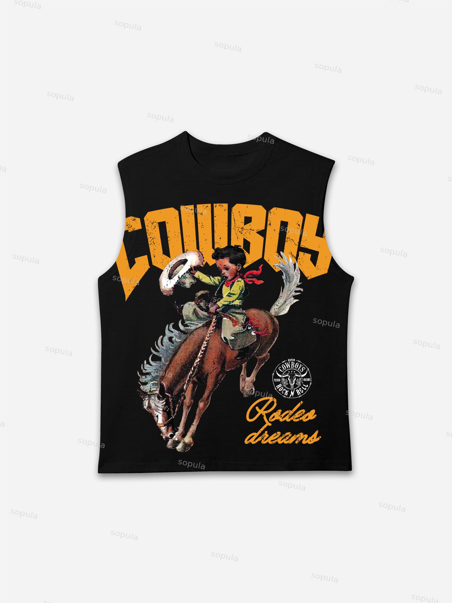 Cowboy Rodeo Dreams Print Tank Top
