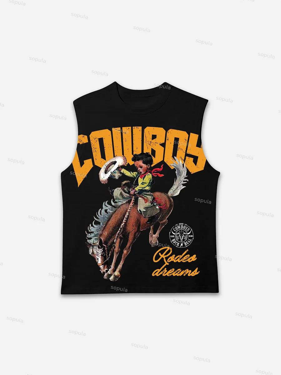 Cowboy Rodeo Dreams Print Tank Top