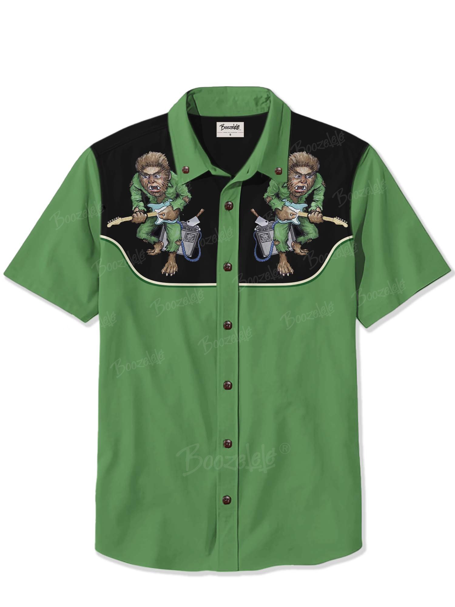 Music Wolfman Playing Guitar - 100% Cotton Shirt