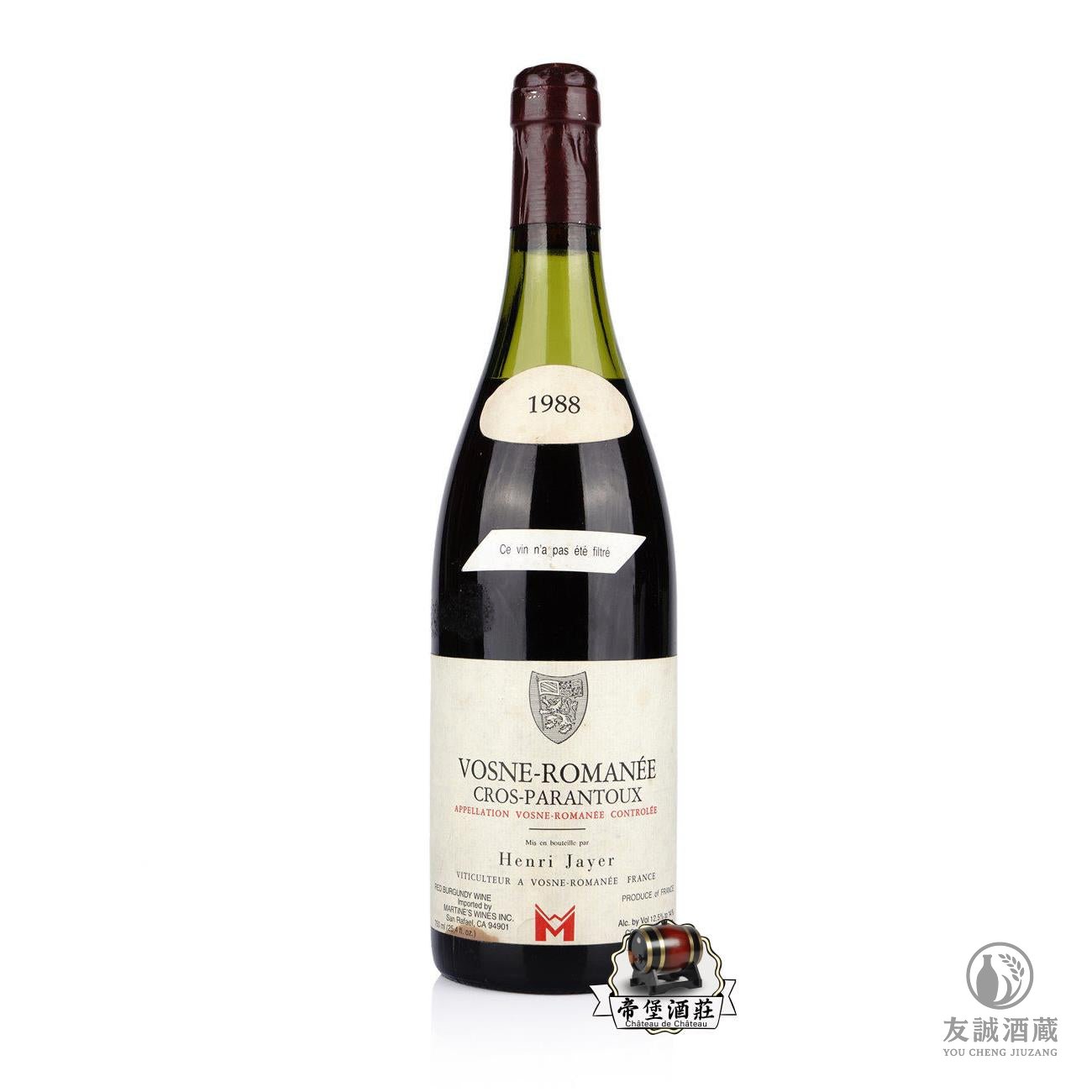出售1988年 Henri Jayer Cros Parantoux亨利&middot;賈伊巴郎圖紅酒 友誠酒藏