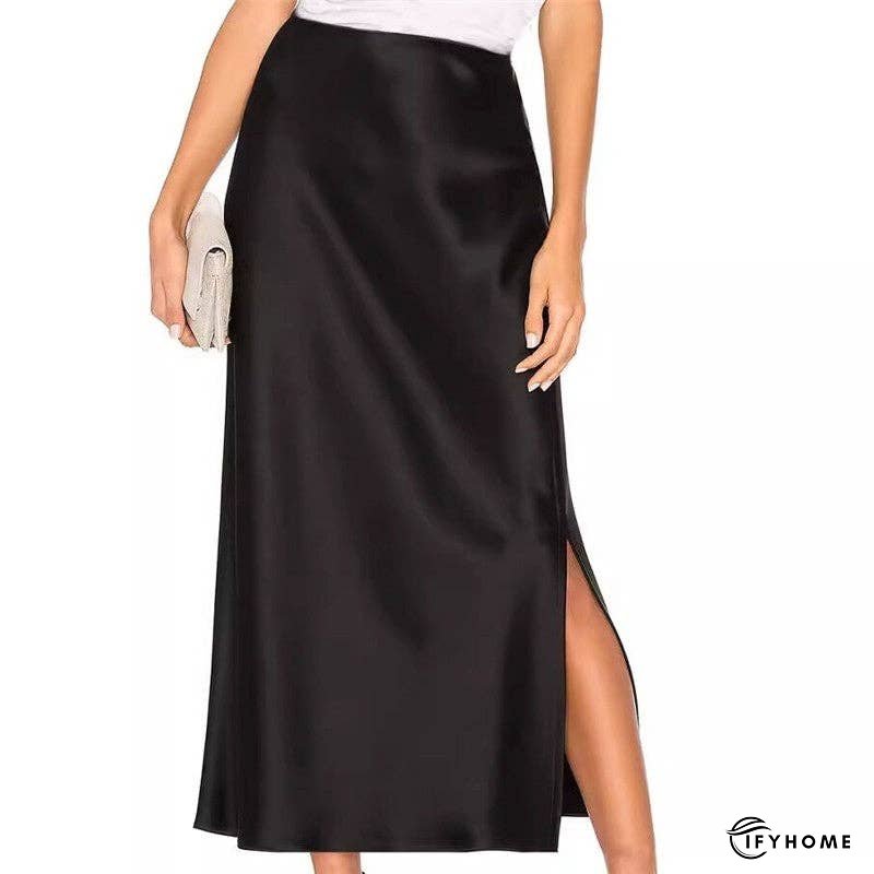 Elegant High-Waisted Satin Midi Skirt | IFYHOME