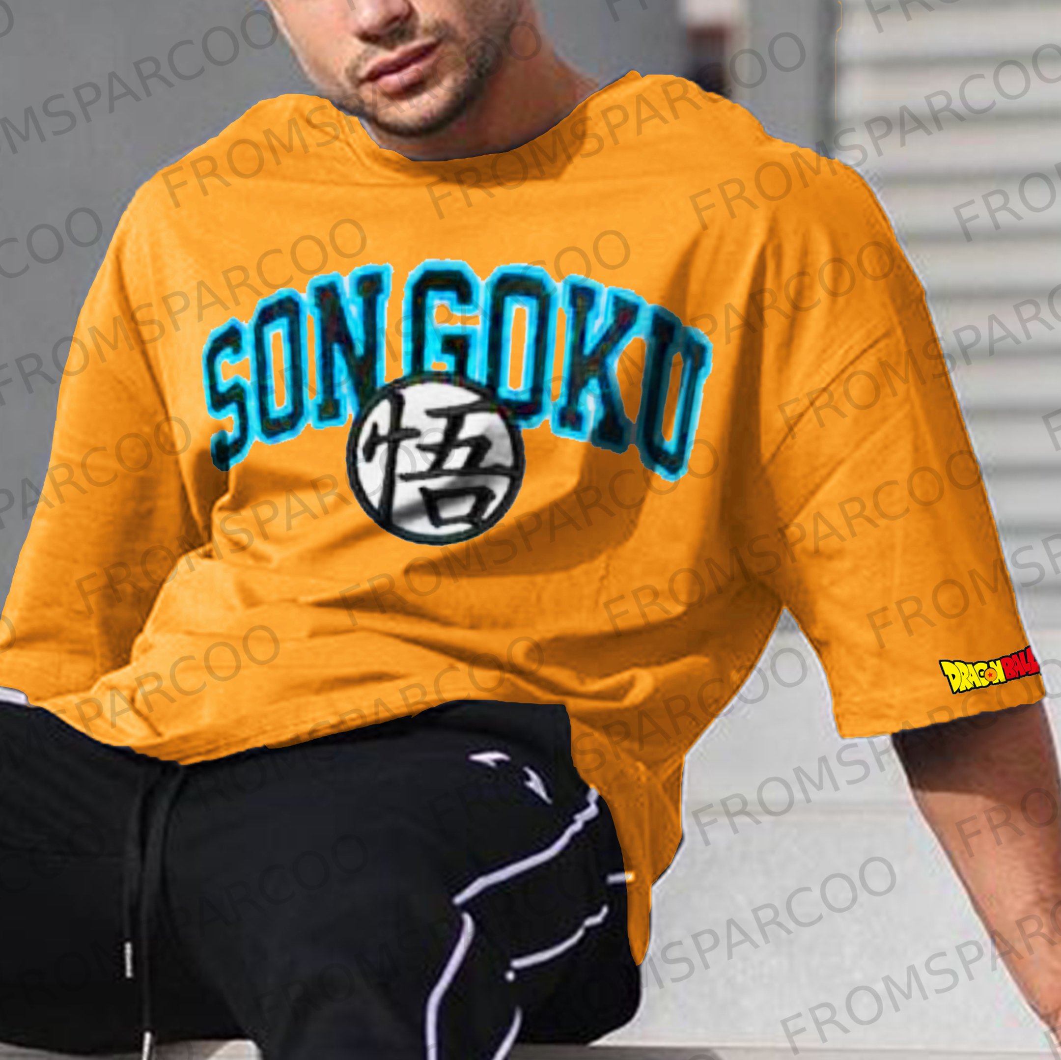 Unisex Vintage DBZ Guku Letter Print T-shirt