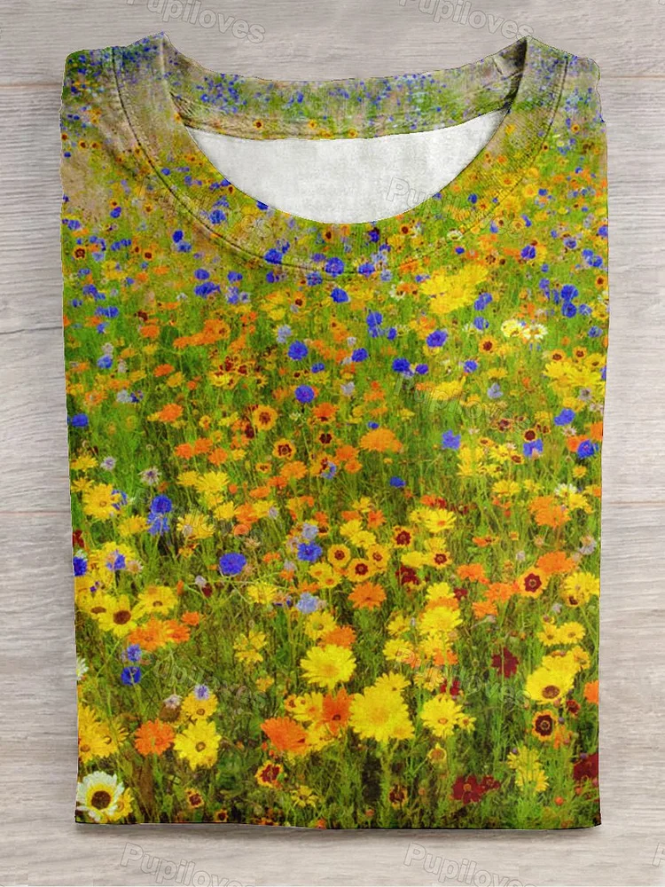 Pupiloves Pupiloves  Unisex Secret Garden Art Print Crew Neck T-Shirt