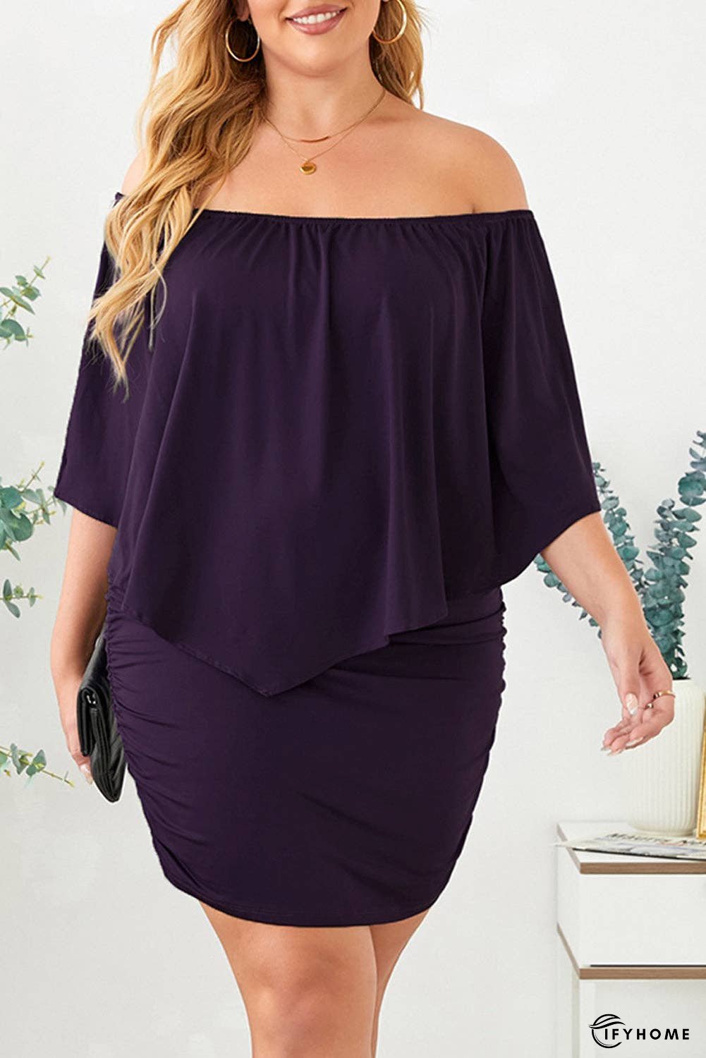 Full Size Off-Shoulder Half Sleeve Dress | IFYHOME