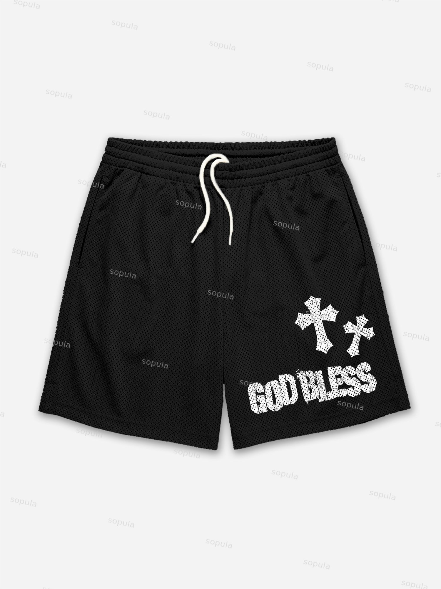 Sopula God Bless Children's Prayer Graphic Mesh Shorts