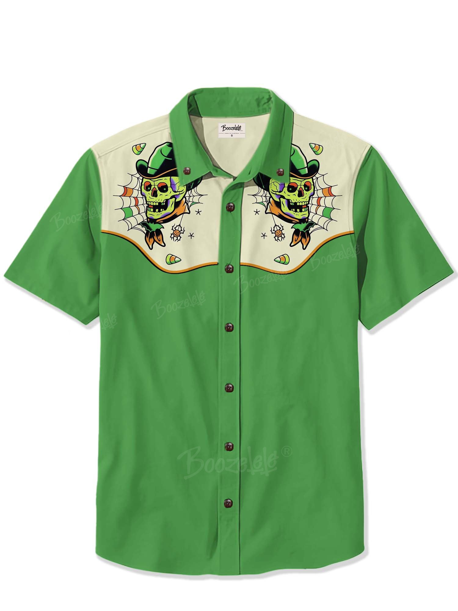 Halloween Spider West Skull Cowboy - 100% Cotton Shirt