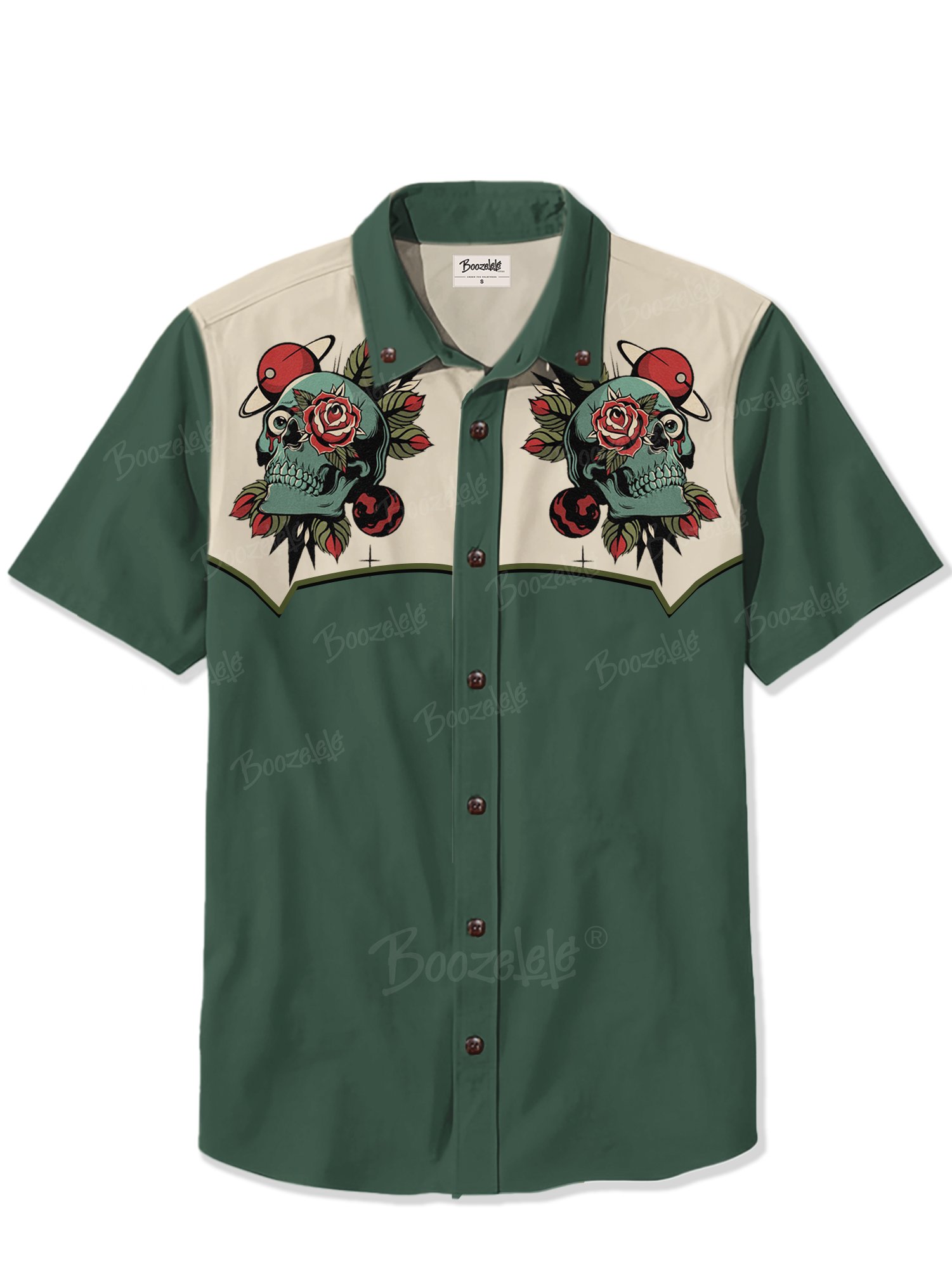 Vintage Skull Flowers And Planet - 100% Cotton Shirt